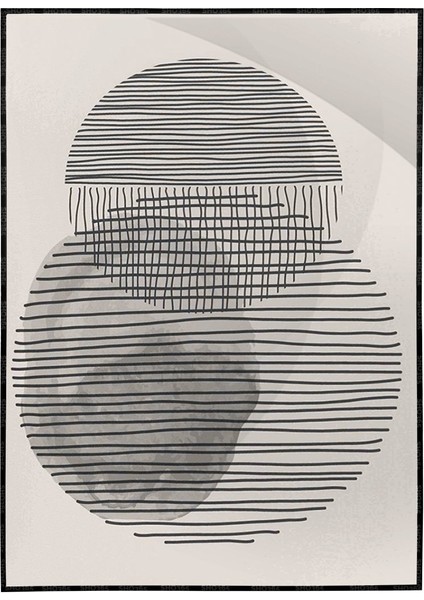 Ay Şekiller Siyah Gri Renkler Modern Poster P-003390