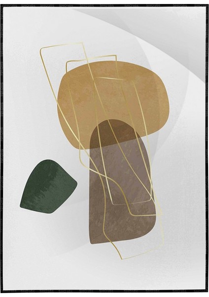 Altın Renkli Şekiller Modern Poster P-004160