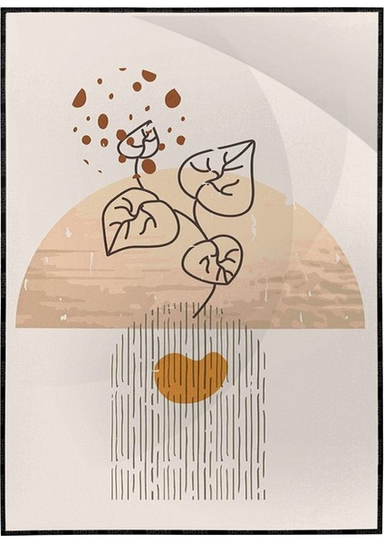 Çiçekler Gri Turuncu Kırmızı Renkler Modern Poster P-004376