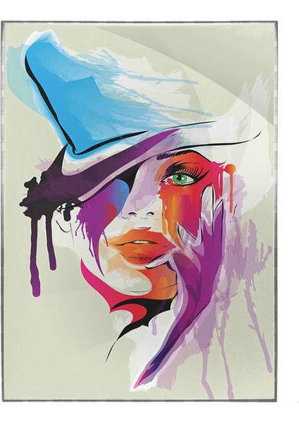 Kadın Yüzü Illüstrasyonu Modern Sanat Tuval Poster P-004500