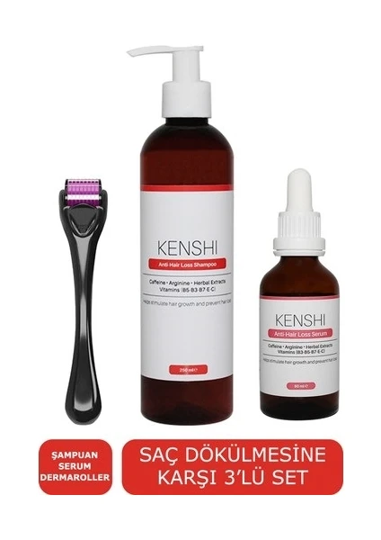 Hızlı Saç Uzatma Şampuan & Serum Bakım Seti & Dermaroller Titanyum Uçlu