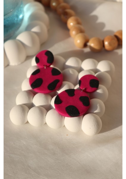 Polimer Kil El Yapımı Ultra Hafif Leopar Küpe Pembe Leopar indirimleri