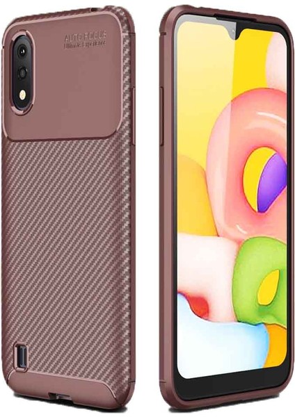 Samsung Galaxy A01 Karbon Desenli Negro Silikon Kılıf