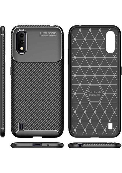 Samsung Galaxy A01 Karbon Desenli Negro Silikon Kılıf