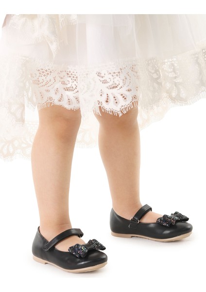 Babe Cilt Cırtlı Fiyonklu Kız Çocuk Babet Ayakkabı