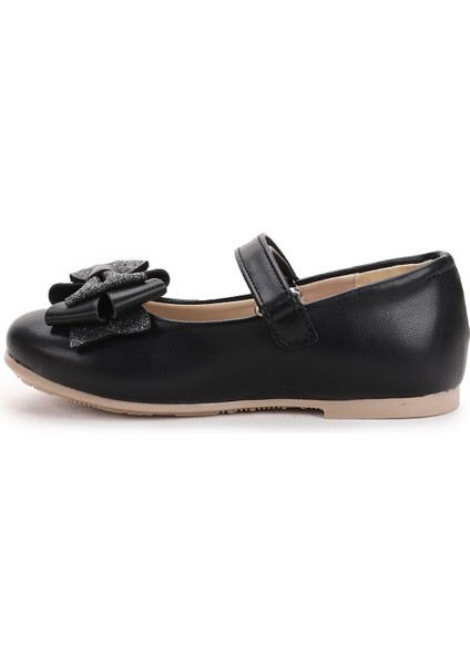 Cırtlı Kum Sim Fiyonklu Kız Çocuk Babet Ayakkabı Ege 202 Cilt Siyah indirimleri