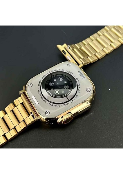 Watch Ultra Gold Series Js Ultra 9 49MM Full Ekran 2023 Altın Rengi Çift Kordon Akıllı Saat