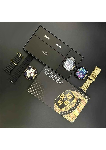 Watch Ultra Gold Series Js Ultra 9 49MM Full Ekran 2023 Altın Rengi Çift Kordon Akıllı Saat