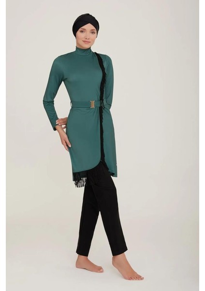 Charlıe 4443 Yeşil Tam Boy Tasarım Tesettür Mayo