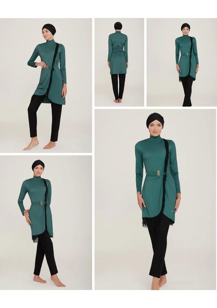 Charlıe 4443 Yeşil Tam Boy Tasarım Tesettür Mayo indirimleri