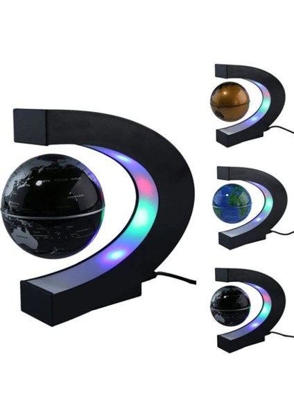 Renkli LED Işıklı Yüzen Küre C Şekli Anti Yerçekimi Manyetik Levitasyon Dönen Dünya Haritası Küre fiyatları