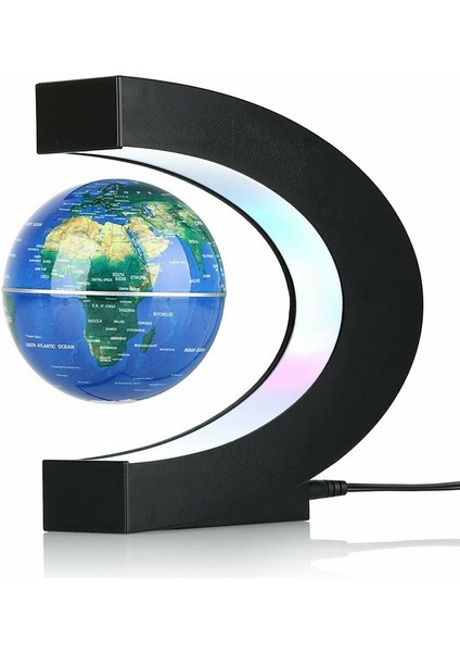 Renkli LED Işıklı Yüzen Küre C Şekli Anti Yerçekimi Manyetik Levitasyon Dönen Dünya Haritası Küre modelleri