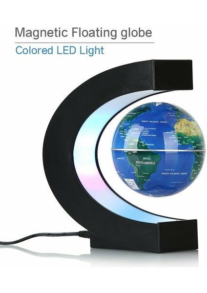 Renkli LED Işıklı Yüzen Küre C Şekli Anti Yerçekimi Manyetik Levitasyon Dönen Dünya Haritası Küre fırsatları