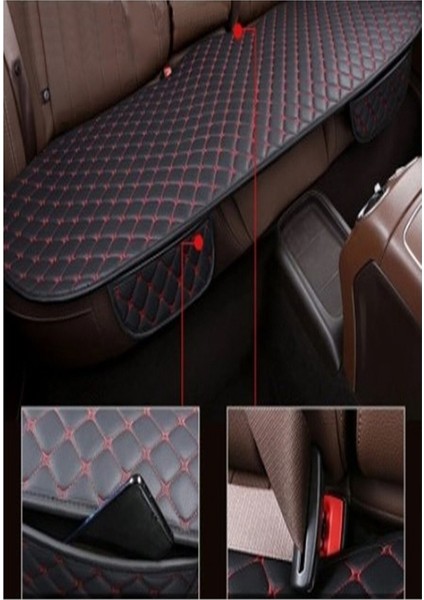 Seat Leon Hb 2005-2012 Ön ve Arka Takım 3 Parça Siyah Deri Mavi Desen Oto Koltuk Minderi