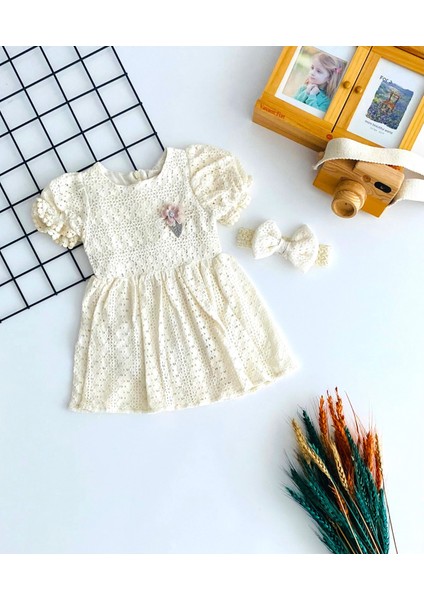 Neşeli Bebekler Dantelli Içi Astarlı Saç Babtlı Elbise