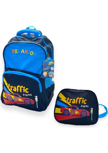 Traffic 3 Bölmeli Ilkokul Sırt Çantası(Lüx 1.kalite)+Beslenme Çantası KOD:1340