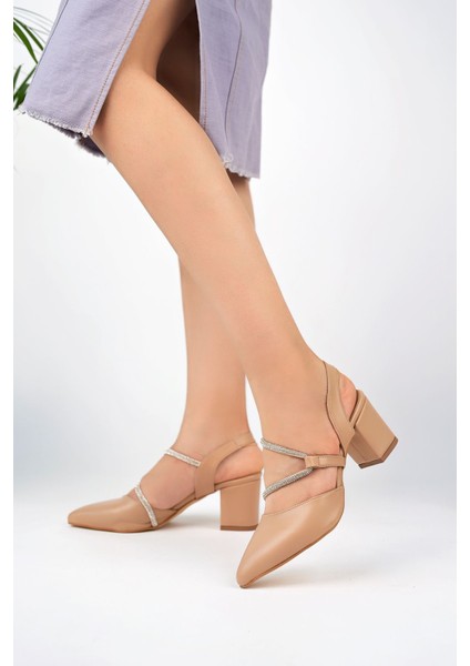 Sivri Kalıp Biyesi Taşlı Nut Kadın Stiletto fiyatları