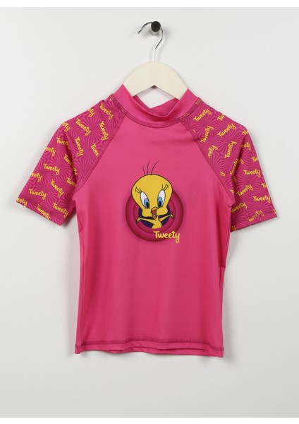 Desenli Pembe Kız Çocuk T-Shirt ST2312050024