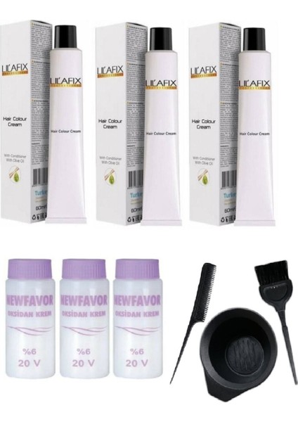 5.1 Küllü Açık Kahve 3'Lü Krem Tüp Boya - 60 Ml (3 Adet Sıvı) + Boyama Seti