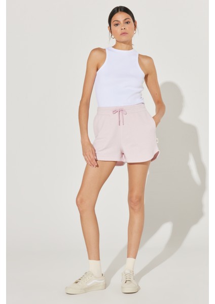 Regular Fit Normal Kesim Normal Bel Pembe Sweat Şort