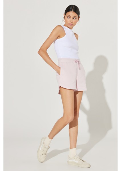 Regular Fit Normal Kesim Normal Bel Pembe Sweat Şort
