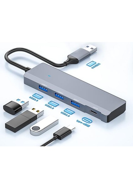 4in1 Usb3.0 Hub Type-C Dönüştürücü Çoğaltıcı USB To Typce Dönüştürücü USB Çoğaltıcı Adaptör