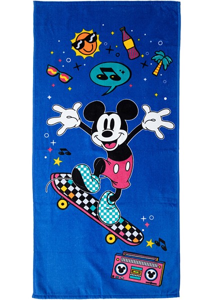 Mickey Mouse Summer Disney Lisanslı Kadife Plaj Havlusu 60 x 120 cm