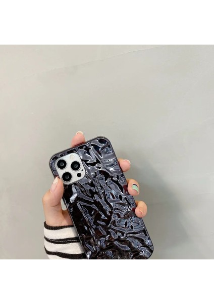 Apple iPhone 11 Kılıf Parlak Aynalı Nikelaj Kırıştırılmış Kağıt Tasarım Kılıf Siyah indirimleri