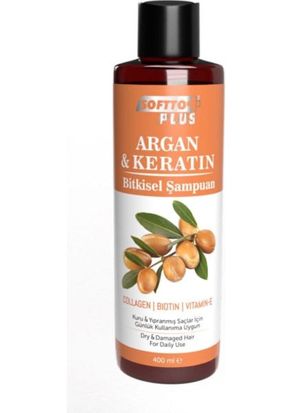 Kuru Ve Yıpranmış Saçlar Için Argan&Keratin Içeren Bitkisel Şampuan 400 Ml