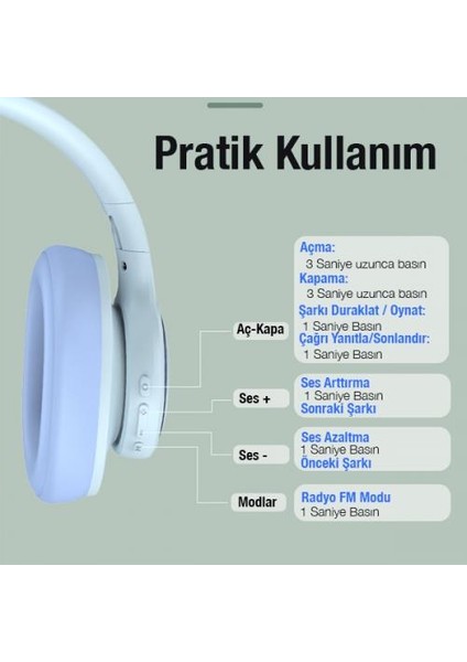 Bluetooth Vers.5.1 110DB Uzun Şarjlı Kafaüstü Bluetooth Kulaklık Oyuncu Kulaklık Mikrofonlu