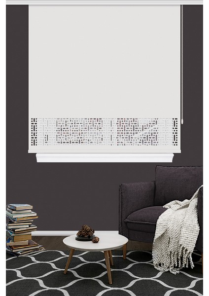 Lazer Kesim Stor Perde, Ekru, Alüminyum Sistem 512L127 100 x 260 cm