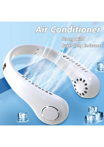 Şarj Edilebilir Giyilebilir Kafa Fanı Eller Serbest USB Mini Fan Seyahat Açık Spor Hayranları Taşınabilir Tembel Bladeless Asılı Boyun Fanı (Yurt Dışından)