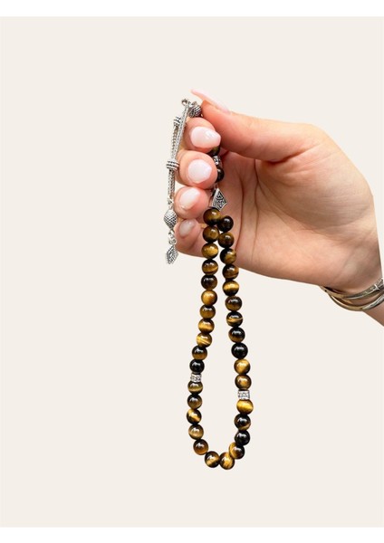 8 mm Küre Kesim Kaplan Gözü Doğal Taş Tesbih