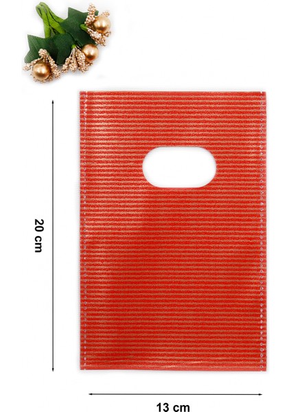 Hediyelik Lüx El Geçme Poşet 50'li 13 x 20 cm Kırmızı