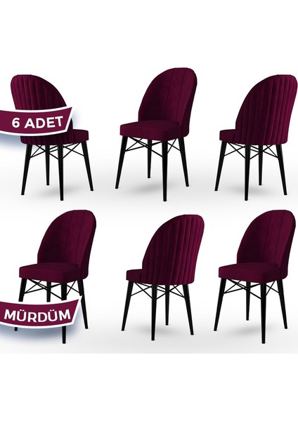 Concept Jena Serisi 6 Adet Mutfak Sandalyesi 1.sınıf Babyface Ithal Kumaş Siyah Gürgen Ayak