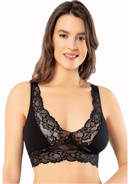 Kadın Dantel Detaylı Büstiyer Yarım Atlet Pedsiz Bralet Model
