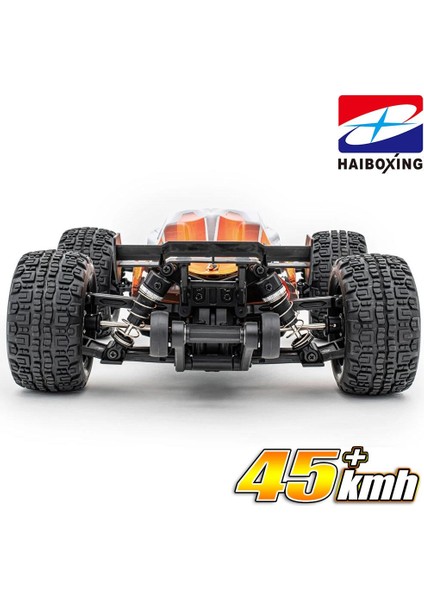 HAIBOXING RC 1/16 Destroyer 45 KM+ Sürat Uzaktan Kumandalı Model RC Model Araba RTR Elektrikli 4WD Brushless Fırçasız Truggy Truck (Turuncu)