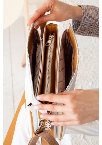 Impolo Ancela Beyaztabagofraj Baskı Kadın Omuz ve Çapraz Çantası 23X27E Batında modelleri