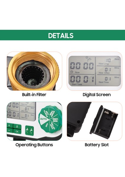 2 Hortum Konnektörlü Dijital Otomatik Sulama Zamanlayıcısı (Yurt Dışından)