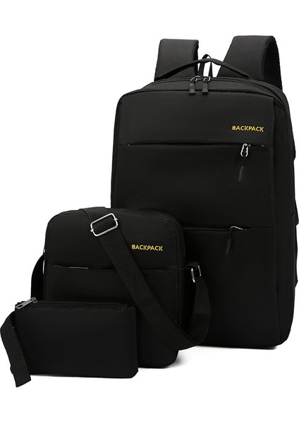 Erkek USB Şarj Edilebilir Günlük Bilgisayar Çantası Üç Parçalı Set (Yurt Dışından)