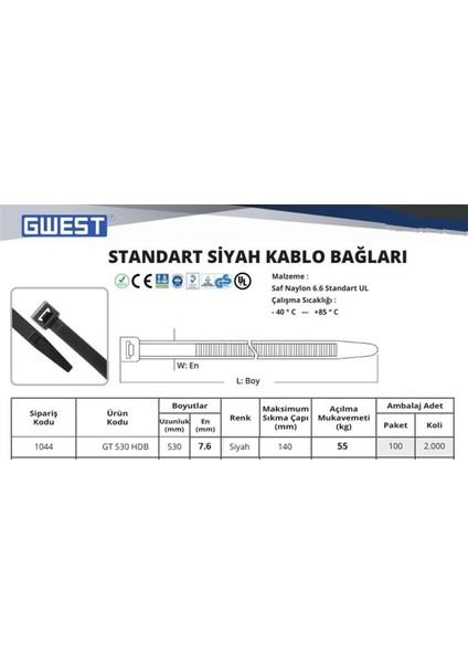 Gt 530HDB (530X7,6MM) Kablo Bagı fiyatları