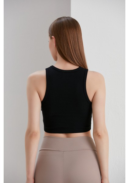 Siyah Crop Bel Üstü Bayan Bluz modelleri