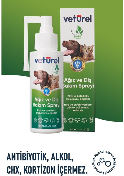 Ağız ve Diş Bakım Spreyi 3x100ml Köpek Ağız Kokusu Giderici Kedi Ağız Kokusu Plak Tartar