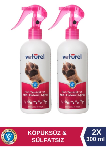 Pati Temizlik ve Koku Giderici Sprey 2x300ml Köpüksüz Kedi Pati Temizleme Köpek Tüy Bakım