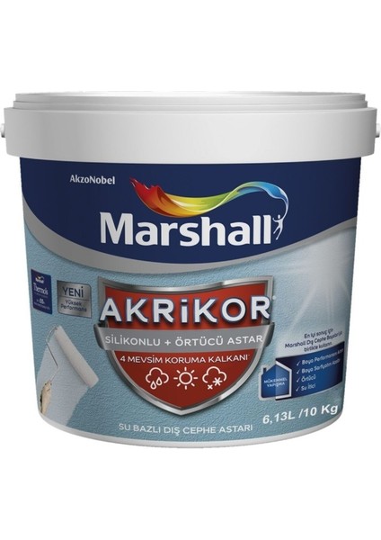 Akrilik Silikonlu + Örtücü Astar Beyaz 7,5 Lt 1 Adet