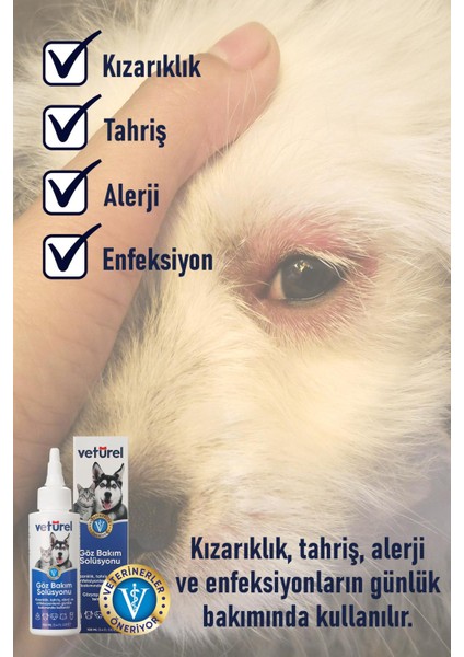 Göz Bakım Solüsyonu 3x100ml Köpek Göz Kedi Göz Temizleme Gözyaşı Lekesi