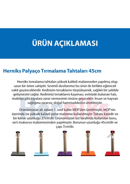 Palyaço Çubuk Kedi Tırmalama Tahtası 45 cm