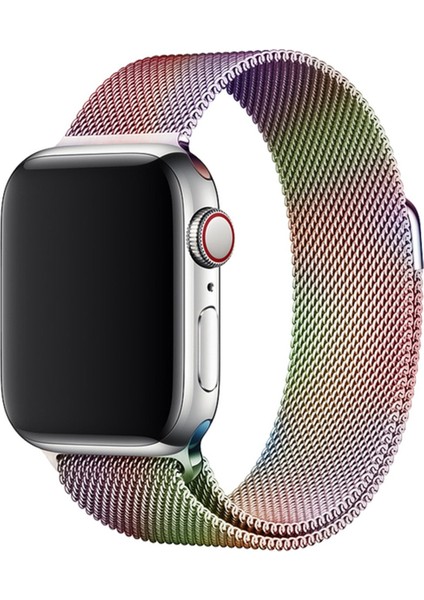 Apple Watch 42MM/44MM/45MM/49MM Ultra Uyumlu Watch Kordon 2/3/4/5/6/7/8/se Için Metal Mıknatıslı Metalik Renk Kordon Kayış