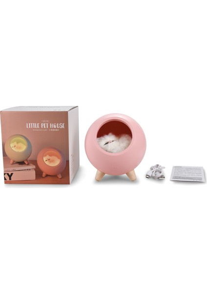 Yaratıcı Küçük Sevimli Pet House USB Atmosfer Işığı Çocuk Kız Yatak Odası Başucu Karikatür LED Uyku Gece Lambası Hediye (Yurt Dışından)