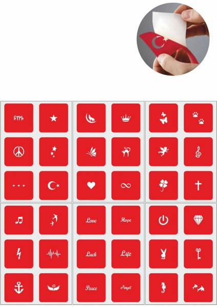 Minik Desenler 36 Adet Minimal Geçici Dövme Şablonu